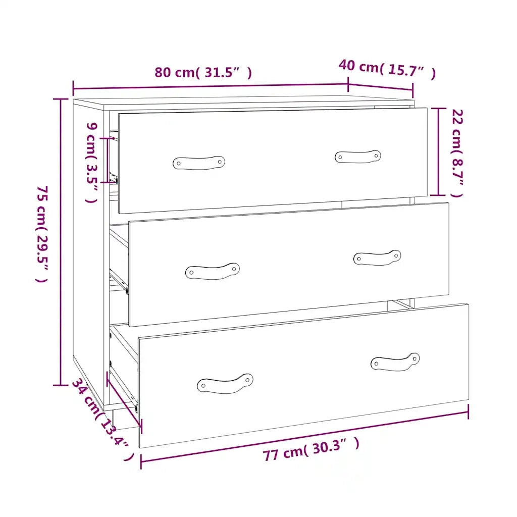 Credenza-Buffet-Armadio da cucina 80x40x75 cm in Legno Massello di Pino