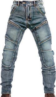 Jeans per Motoristi - Gilet di Sicurezza - Protezione con Kevlar - Modello S-10XL - Blocco di Colori