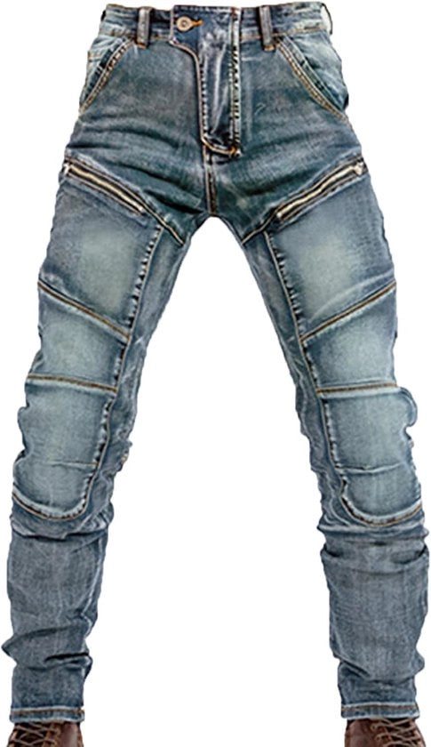 Jeans per Motoristi - Gilet di Sicurezza - Protezione con Kevlar - Modello S-10XL - Blocco di Colori