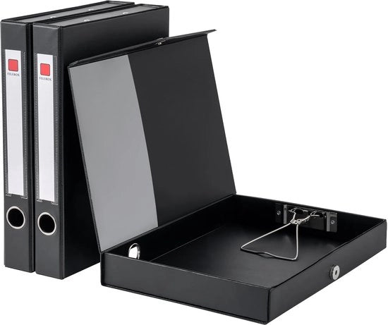 Set di archiviazione A4 3 pezzi, scatola archiviazione con cerniera 45 mm, scatola archiviazione A4 con coperchio, scatola archiviazione A4, scatola archiviazione, scatola documenti per ufficio, scuola (nero)