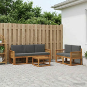 Set di divani da esterno 6 pcs Naturale e Antracite Poliestere
