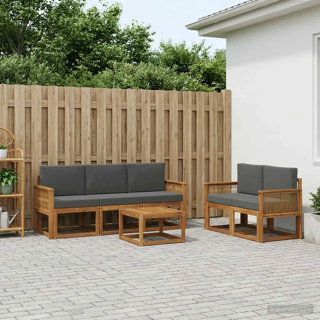 Set di divani da esterno 6 pcs Naturale e Antracite Poliestere