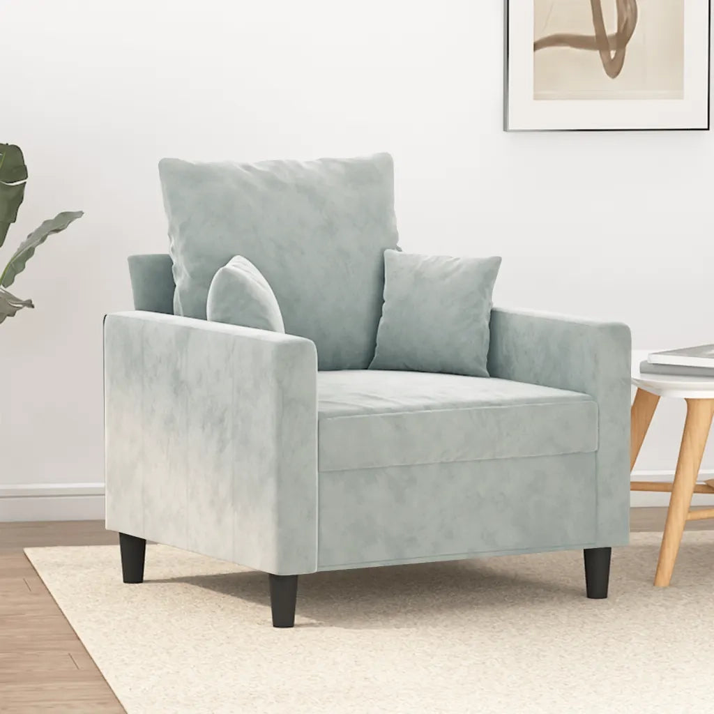 Poltrona-Divano Sedia Grigio Chiaro 60 cm Velluto 490837