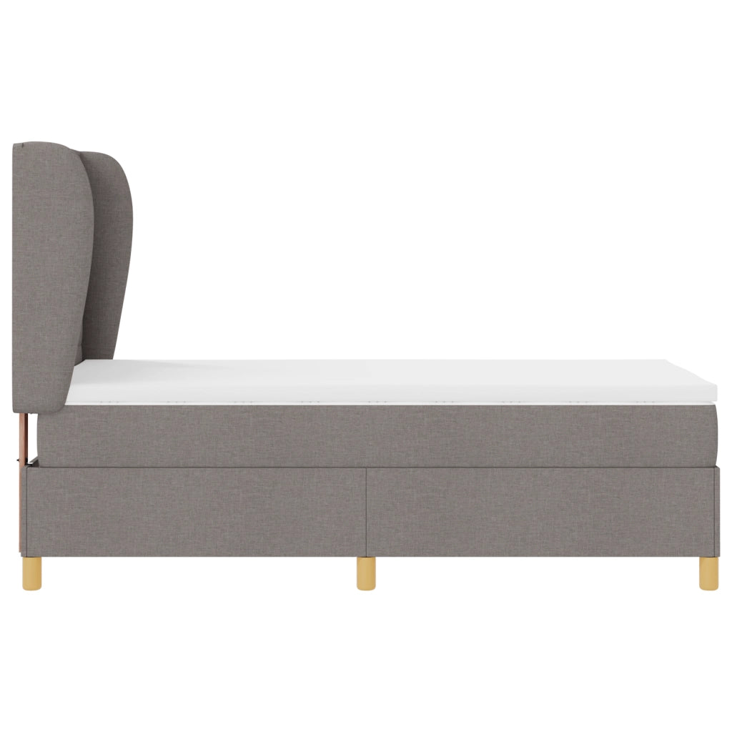 Letto Box Spring con Materasso Tortora 100x200 cm Tessuto