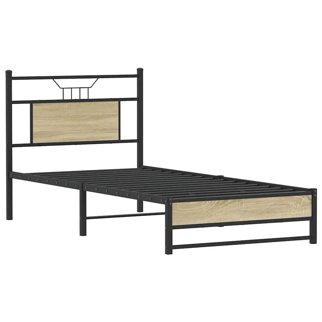Letto singolo | Letto per adulti | Giroletto senza Materasso Rovere Sonoma 75x190 cm in Truciolato