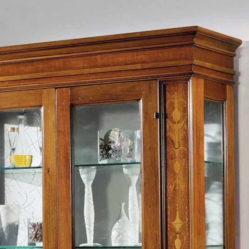 Vetrina classica 2 porte legno intarsio bassano 158x53x215 - Mobili 2G