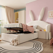 Letto singolo imbottito 90x190 cm beige con comodino