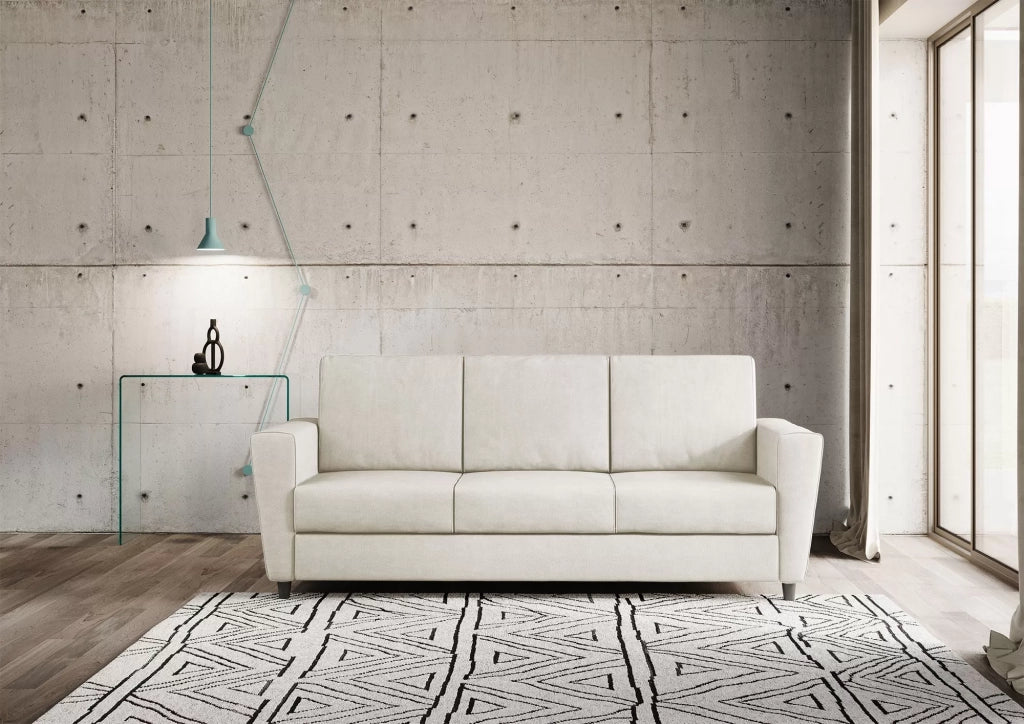 Divano yasel 3 posti (tre sedute da 60cm) misure esterne l.212cm | latte - Mobili 2G