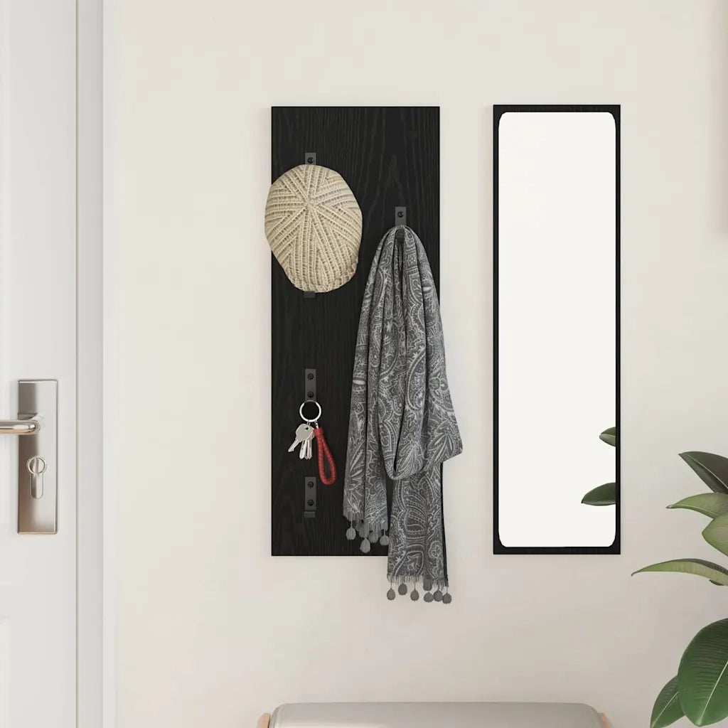 Appendiabiti a muro Rovere Nero 30 x 1,5 x 80 cm 874468