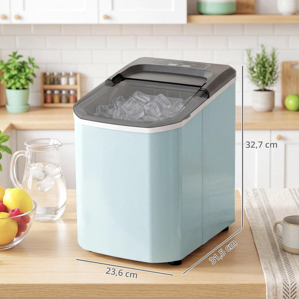 Macchina del ghiaccio automatica ¨C zephmum ¨C 12 kg/24h, 9 cubi in 7 minuti, 2 dimensioni, 1.5L, blu