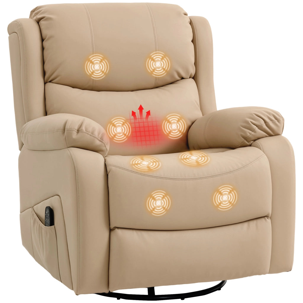 Poltrona Relax Reclinabile Massaggiante con Poggiapiedi ¨C zephmum ¨C Beige 87x97x100 cm