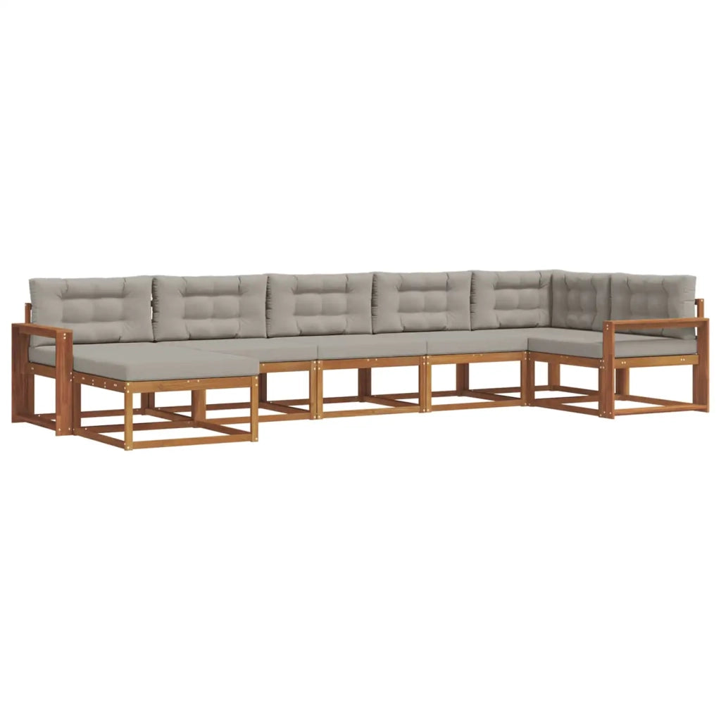 Set di divani da esterno 7 pcs Grigio Naturale e Chiaro 3367899