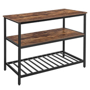 Scaffale portaoggetti da cucina a 3 ripiani con piano di lavoro struttura in acciaio robusto 120 x 60 x 90 cm facile da montare marrone rustico e nero 12_0005641