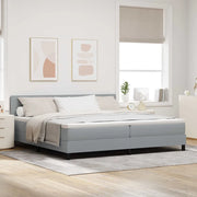 Letto a molle con testiera Grigio chiaro 200 x 200 cm Tessuto 3342233