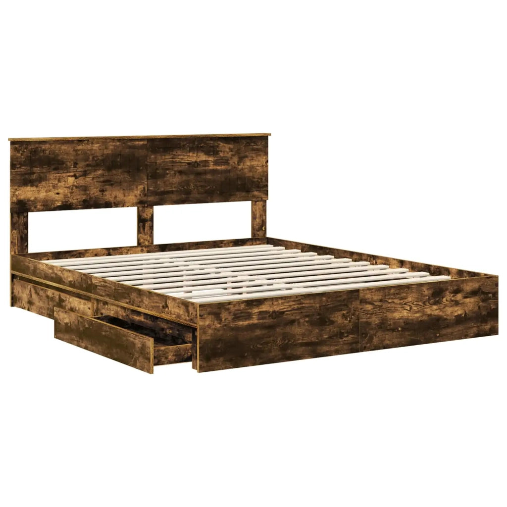 Letto con Contenitore con testiera Rovere fumé 160 x 200 cm 3410781