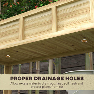 Fioriera Rialzata 115x46x75 cm con Ripiano Inferiore Divisorio Fori di Drenaggio in Legno