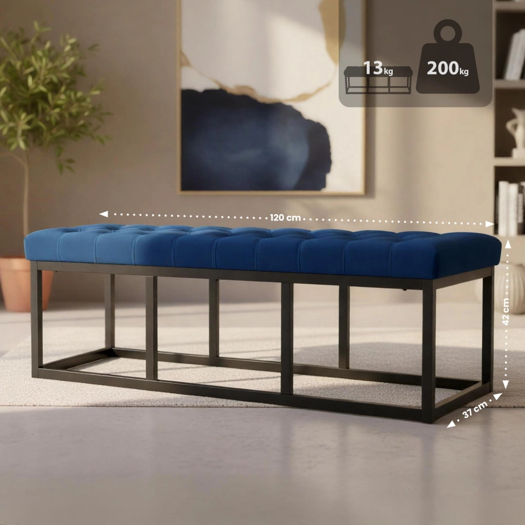 Panca Polson Velluto Nero 120 cm 2