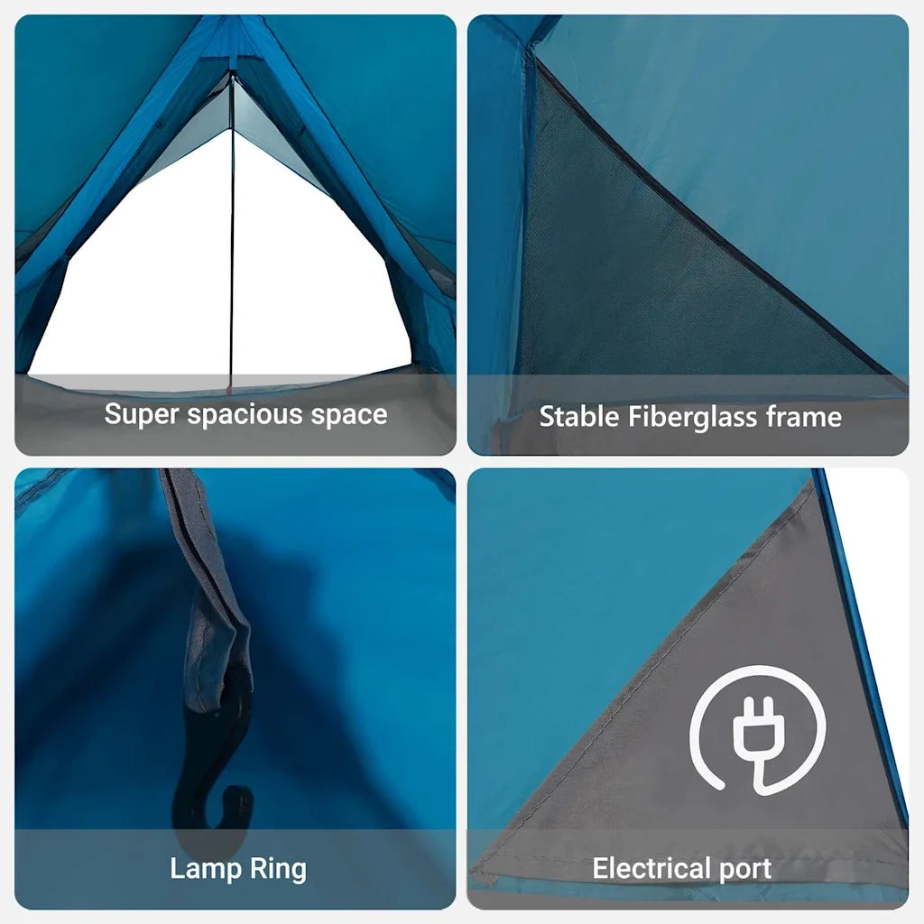 Tenda Familiare con tetto Blu e Grigio 220 x 220 x 184 cm 4100674