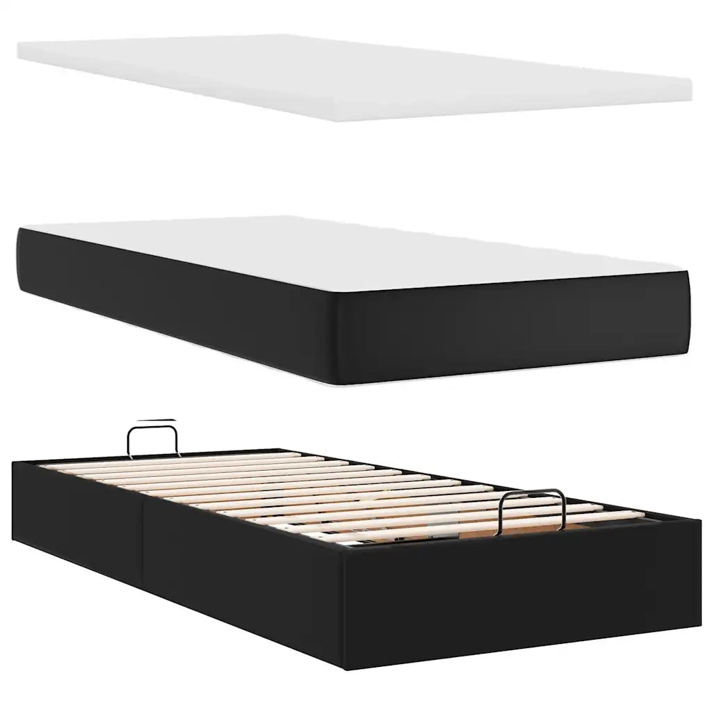 Letto Pouf con Materasso Nero 100x200 cm Similpelle 3311288