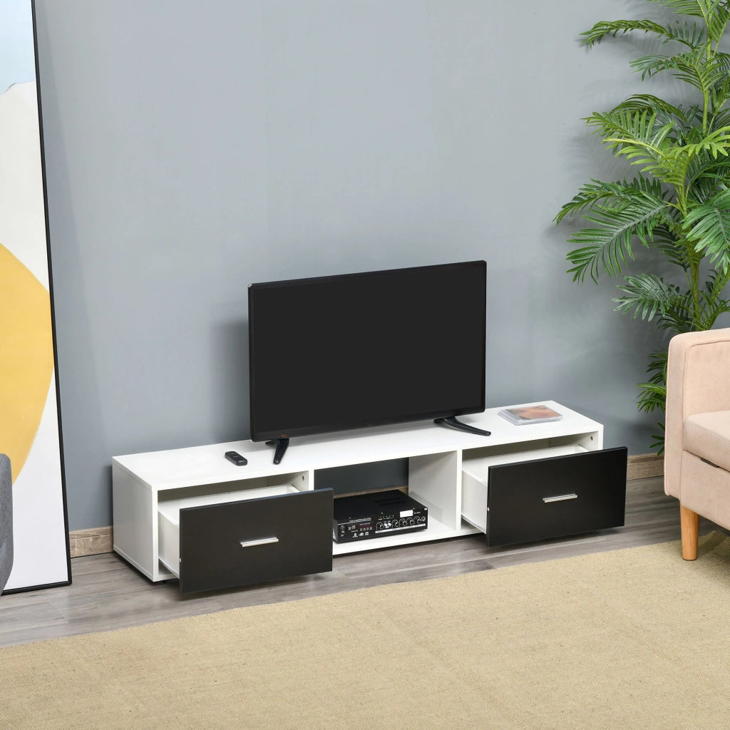 Mobile TV Moderno con 2 Cassetti ¨C zephmum ¨C Bianco e Nero 140x30x32 cm