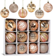 Decorazioni di Natale in Plastica - 12 Pezzi - 6 cm - Decorazione Luccicante - Disegni Unici - Riciclabile - Decorazioni di Natale