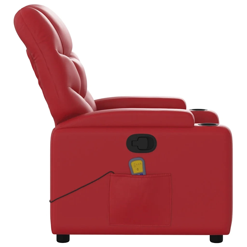 Divano Sedia-Poltrona Massaggiante Reclinabile Rossa in Similpelle 504073