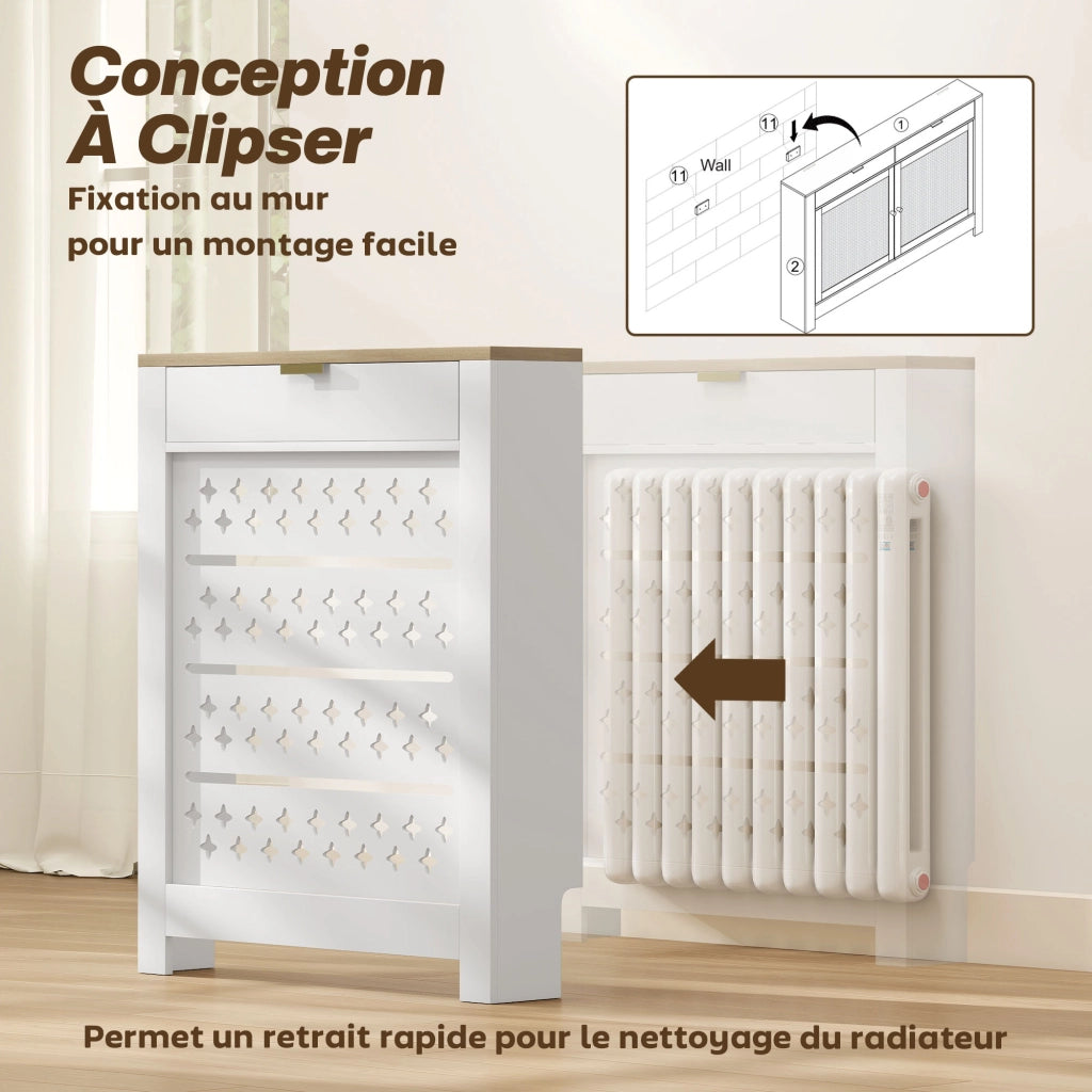 Copri termosifone con mensola e anta ribaltabile ¨C Xylo ¨C 78x19x95,5 cm bianco