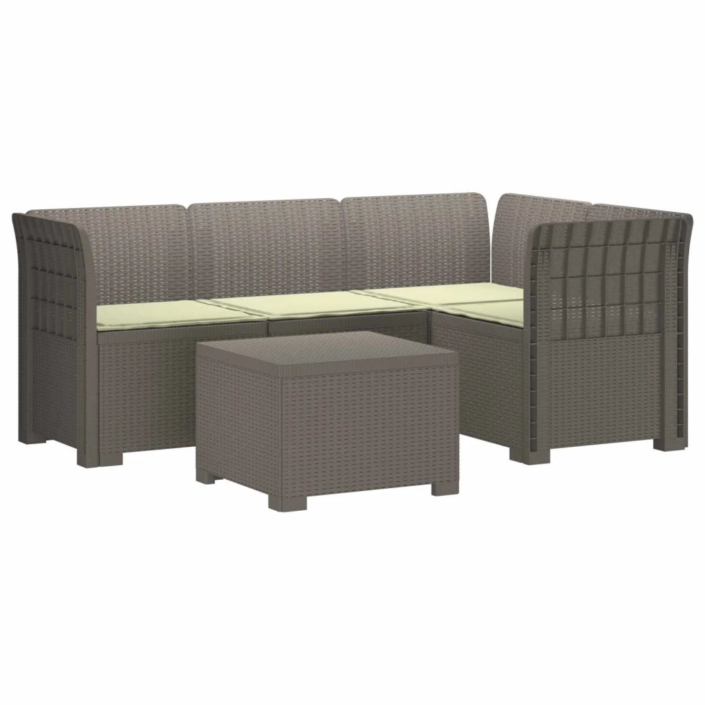 Divano da giardino 4 posti con cuscini aspetto rattan PP 3444010
