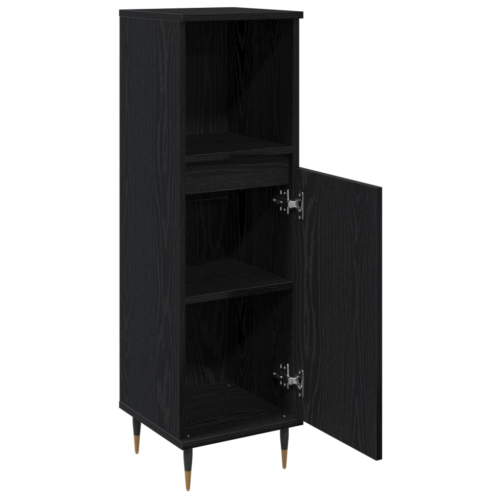 Mobile da bagno  Nero Rovere 30x30x100 cm Legno ingegnerizzato