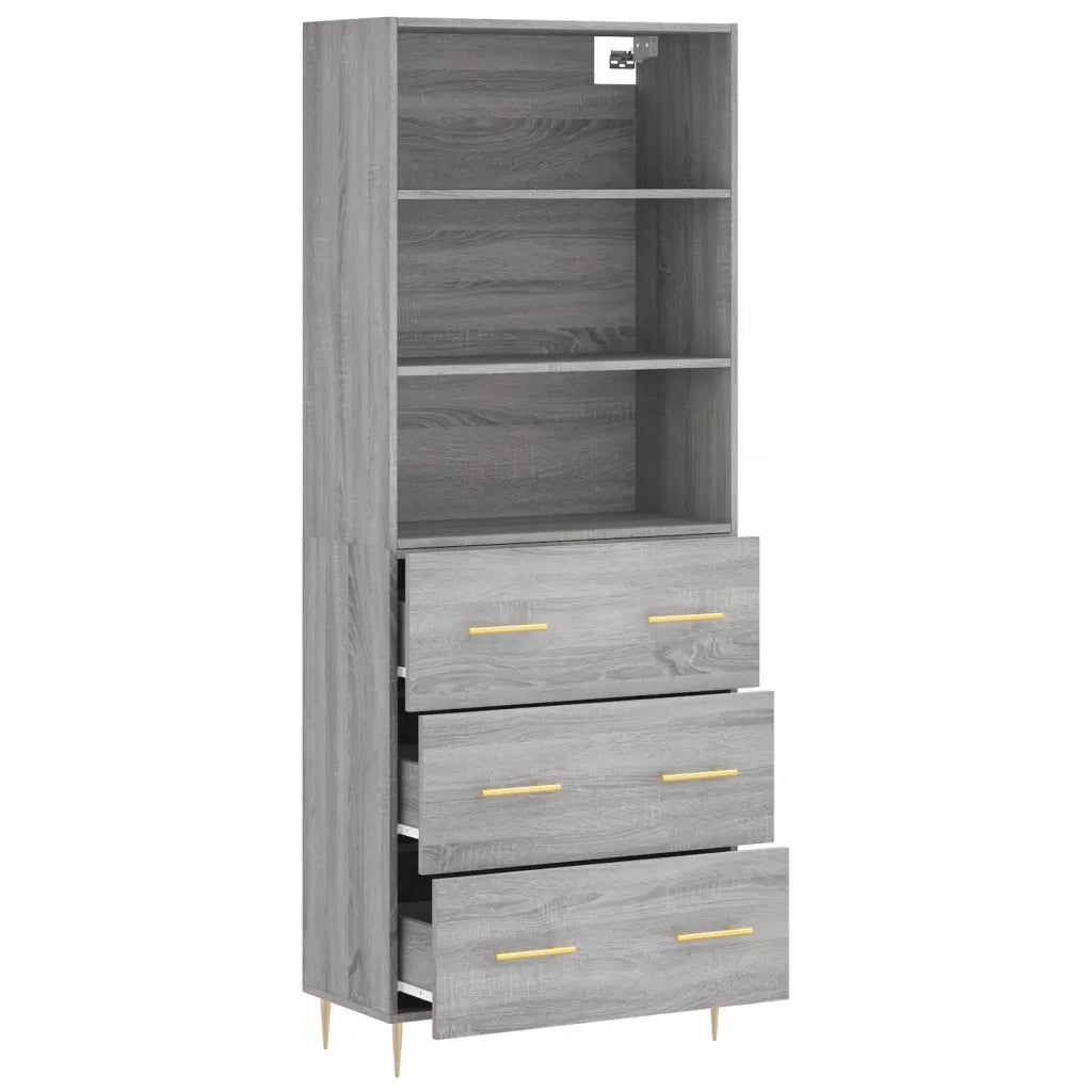 Credenza Grigio Sonoma 69,5x34x180 cm in Legno Multistrato 3189371