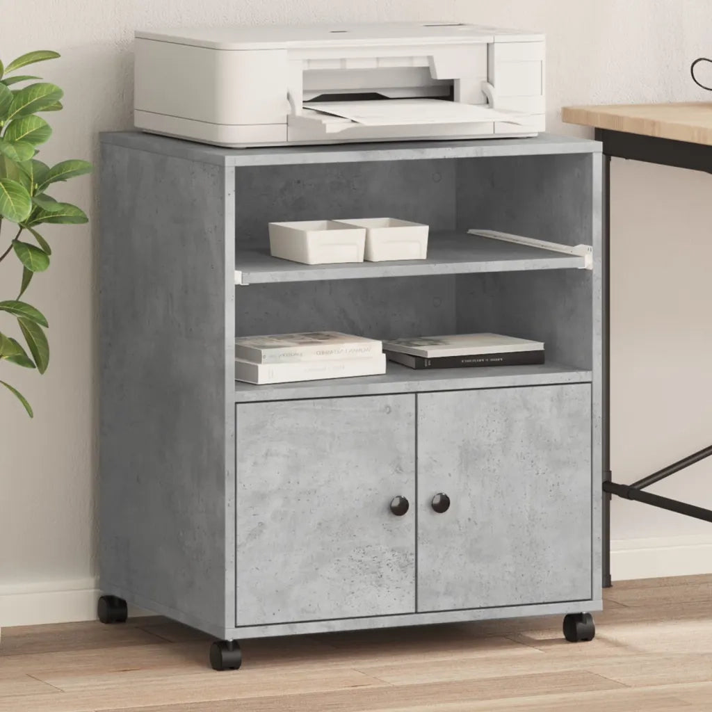 Supporto per Stampante con Ruote Grigio Cemento 60x48x74 cm CFW8709974