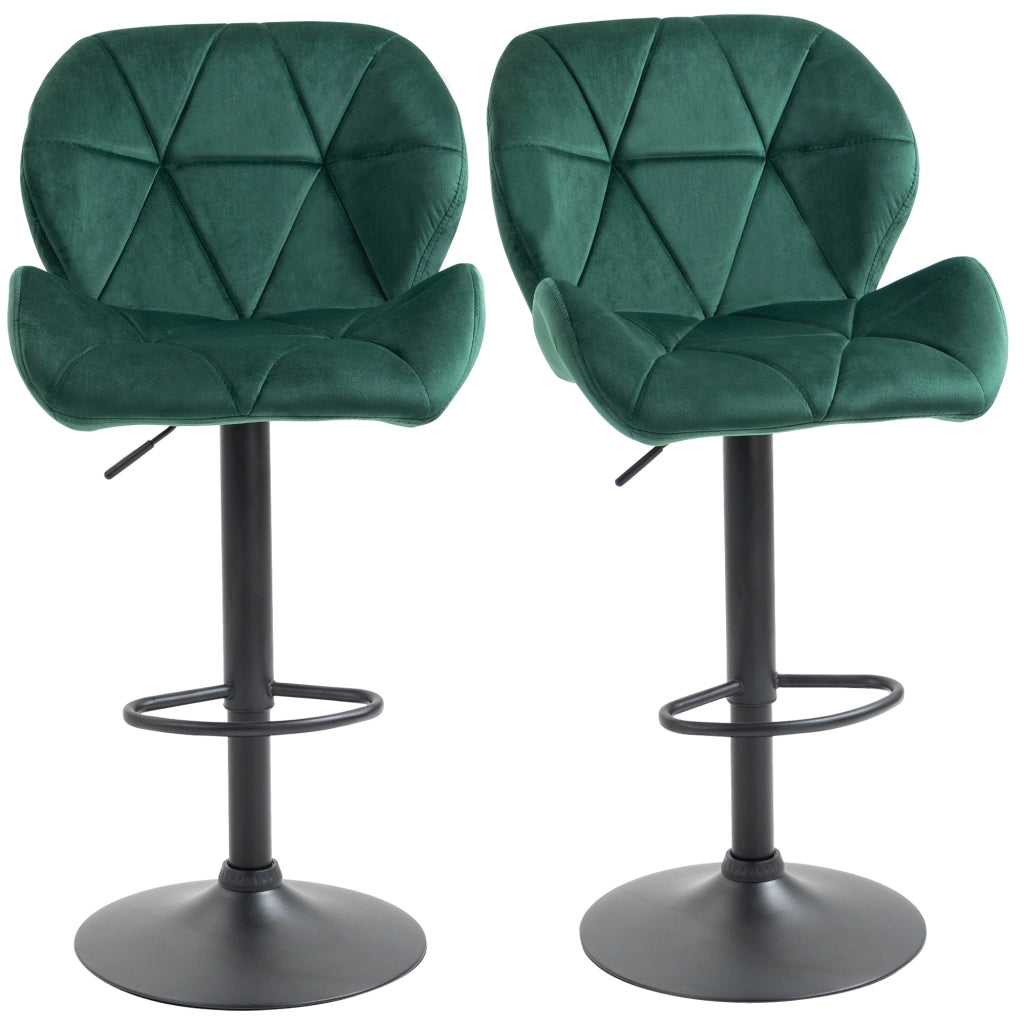 Sgabello da Bar con Schienale ¨C Zephmum ¨C Velluto Verde, Base in Metallo, Altezza Regolabile 46x48x83-104cm