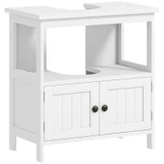 kleankin Mobile Sottolavabo con Ripiano e Armadietto, Intaglio e U e 2 Ante, 60x30x60 cm, Bianco