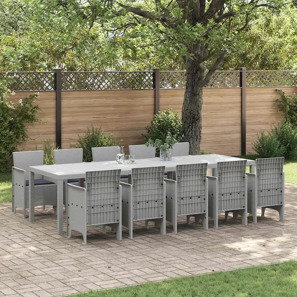 Set da Pranzo per Giardino 11 pcs Grigio chiaro e Antracite