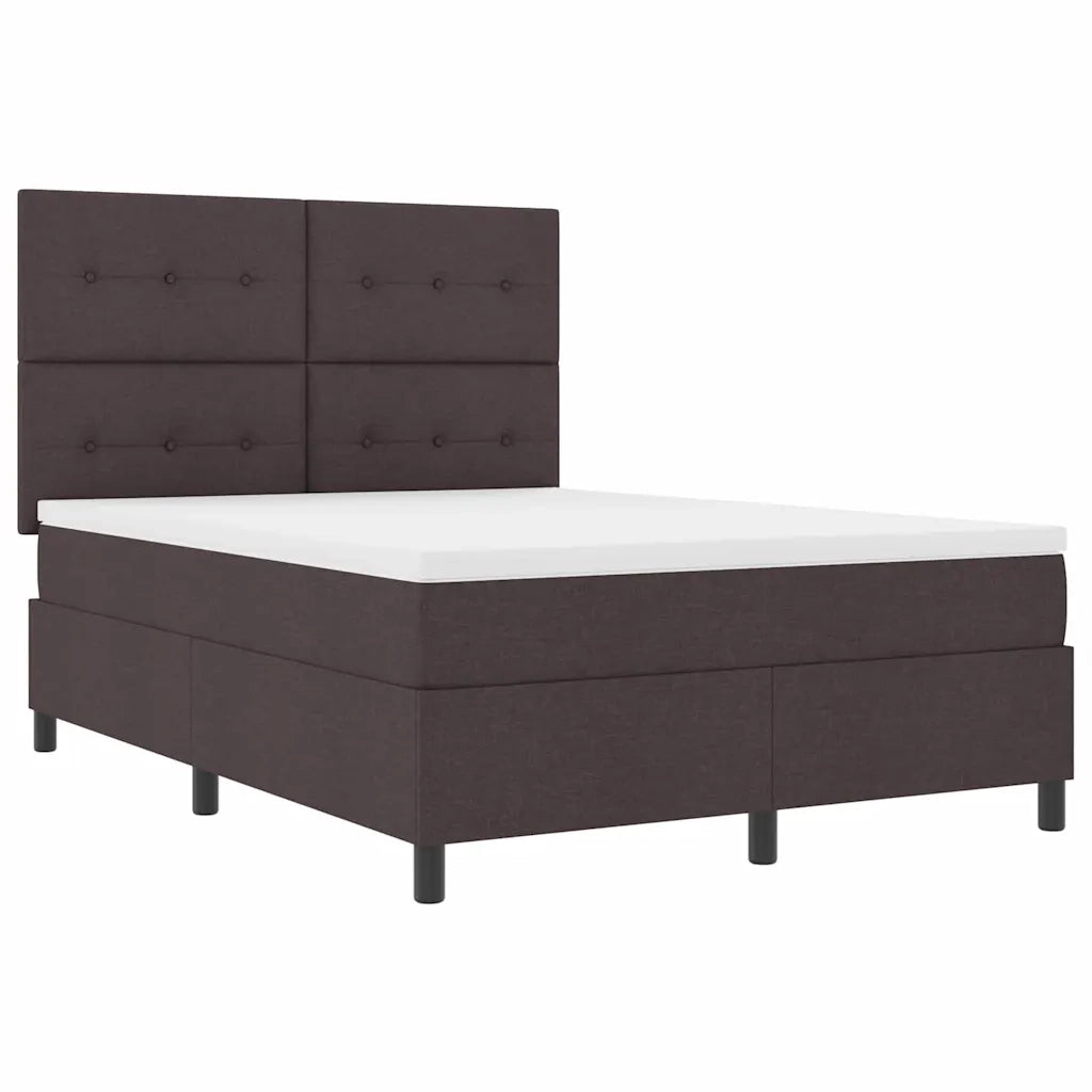 Letto a molle con materasso Marrone scuro 140 x 200 cm Tessuto