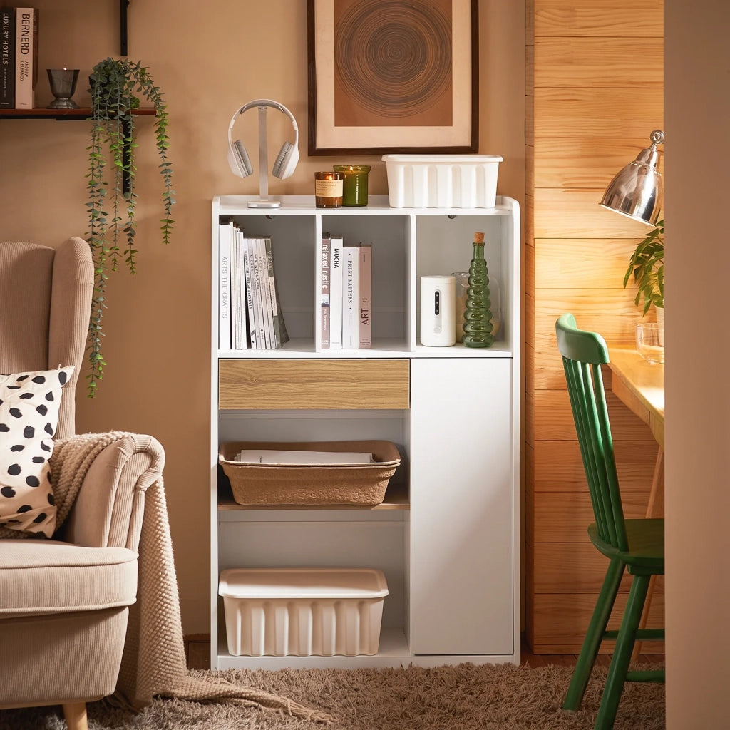 SoBuy Libreria Multiuso con 5 Cubi Portaoggetti, Scaffale Salvaspazio L72*P30*A110cm STR11-WN