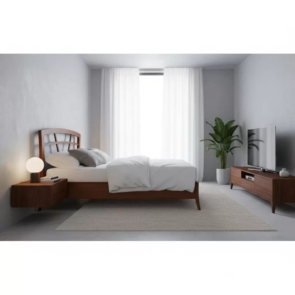 Letto matrimoniale legno traforato con contenitore noce bassano 184x210x120 - Mobili 2G