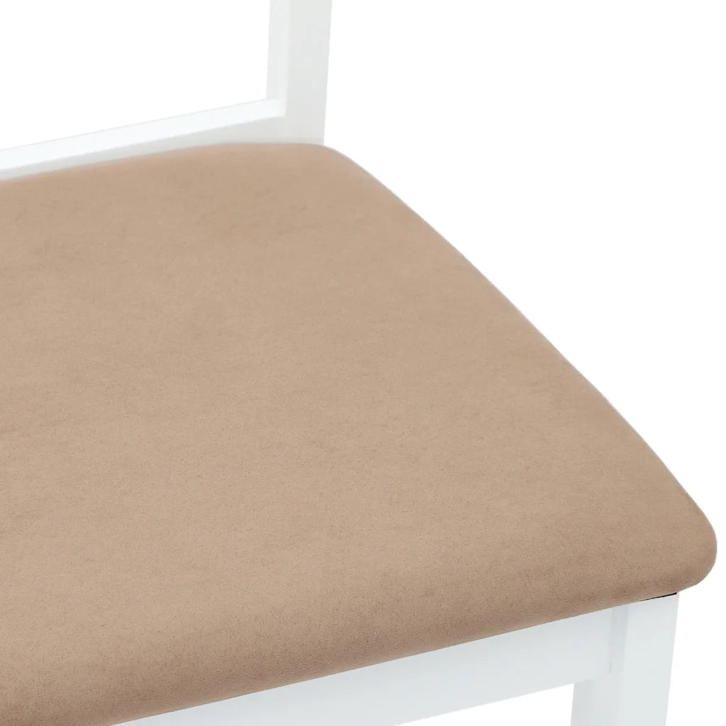 Sedie da Pranzo con Cuscini 2 pz Bianco Legno Massello di Hevea