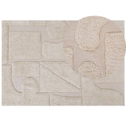 Tappeto Beige di Cotone fatto a mano morbido con motivo astratto 160 x 230 cm