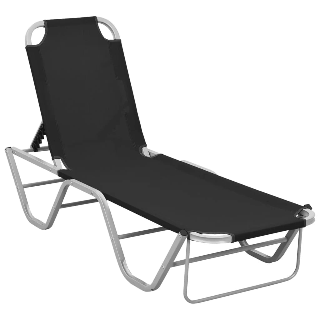 Lettino prendisole sedia a sdraio lettino prendisole letto da giardino mobili da esterno per patio alluminio e textilene nero 02_0012254