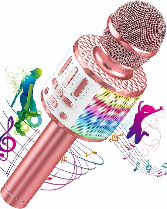 Microfono Bluetooth Senza Fili - Modulatore di Voce & 12 anni+ di Utilizzo - Karaoke per Bambini - Giocattolo da 2 anni+