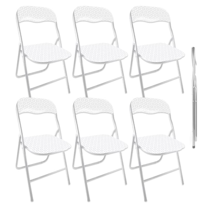 SET 6 SEDIE PIEGHEVOLI IMBOTTITE GOLF BIANCO, 44X45X78H CM, SEDUTA COMODA, PORTATILE, STRUTTURA IN METALLO, SLIM, SALVASPAZIO, RESISTENTE