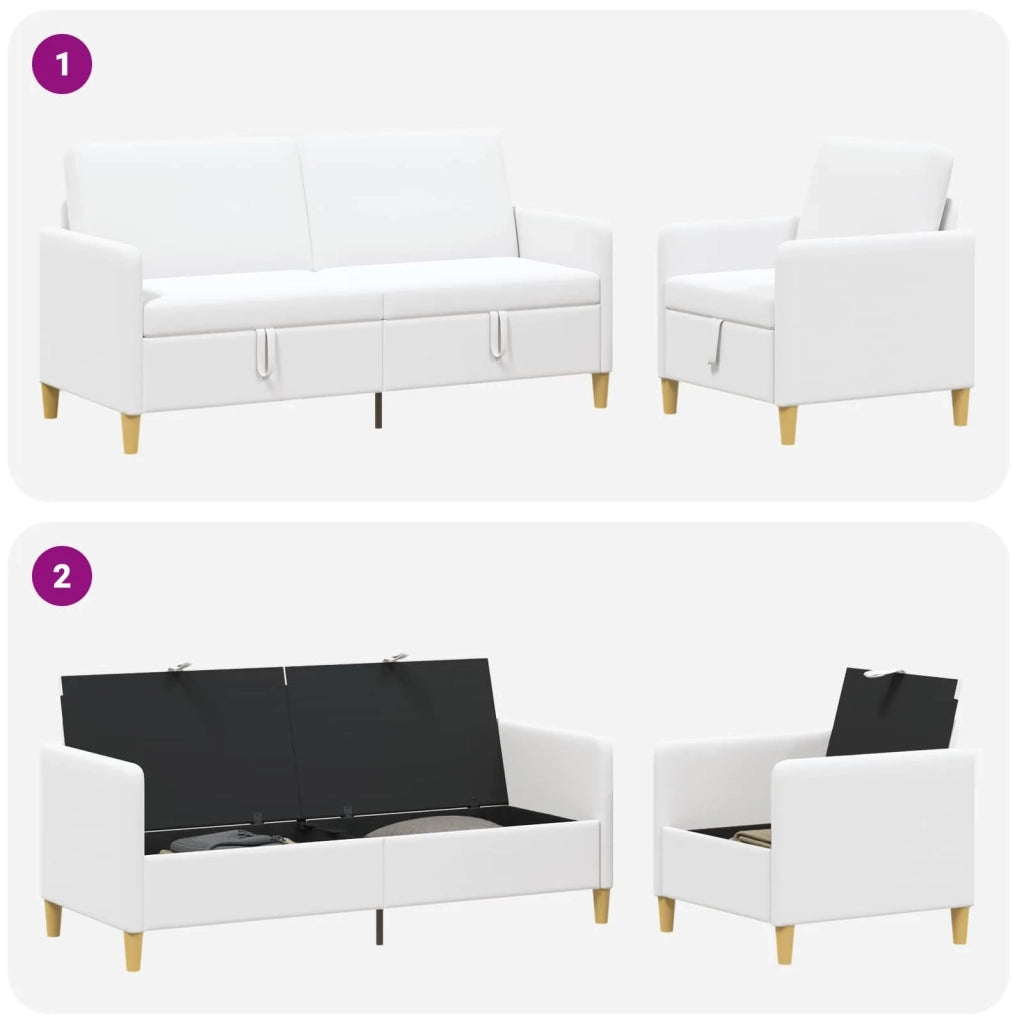 Set di Divani con Storage 2 pcs Bianco Poliestere 3429215