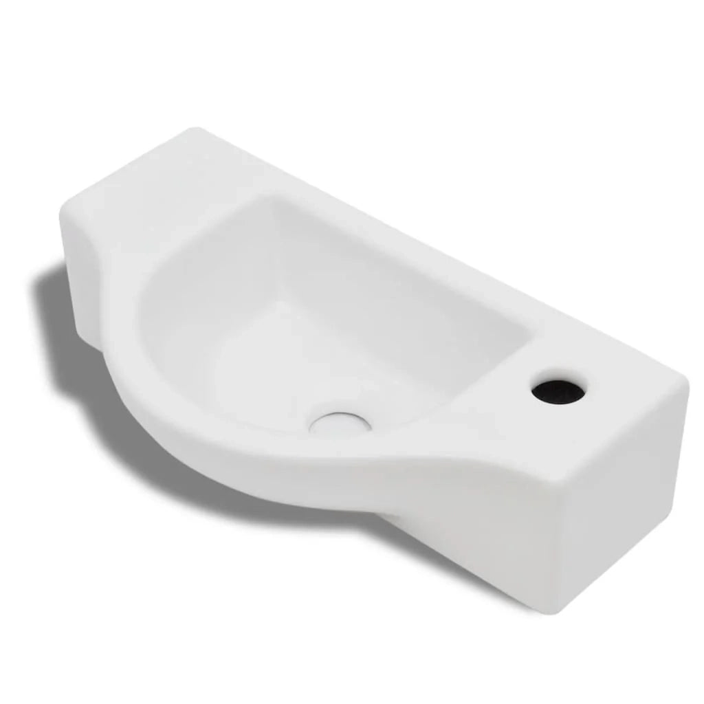 Lavandino da bagno con foro di scarico 45 x 25 cm ceramica bianca 02_0002505