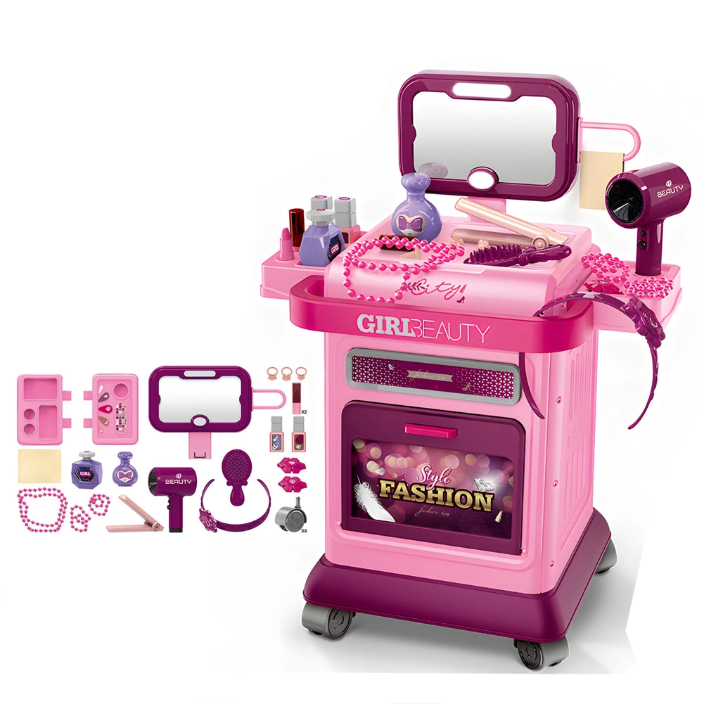 Carrello Trucco per Bambine con Accessori Postazione Make up Gioco Idea Regalo