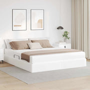 Letto con contenitore e materasso 2 pcs Bianco Pelle