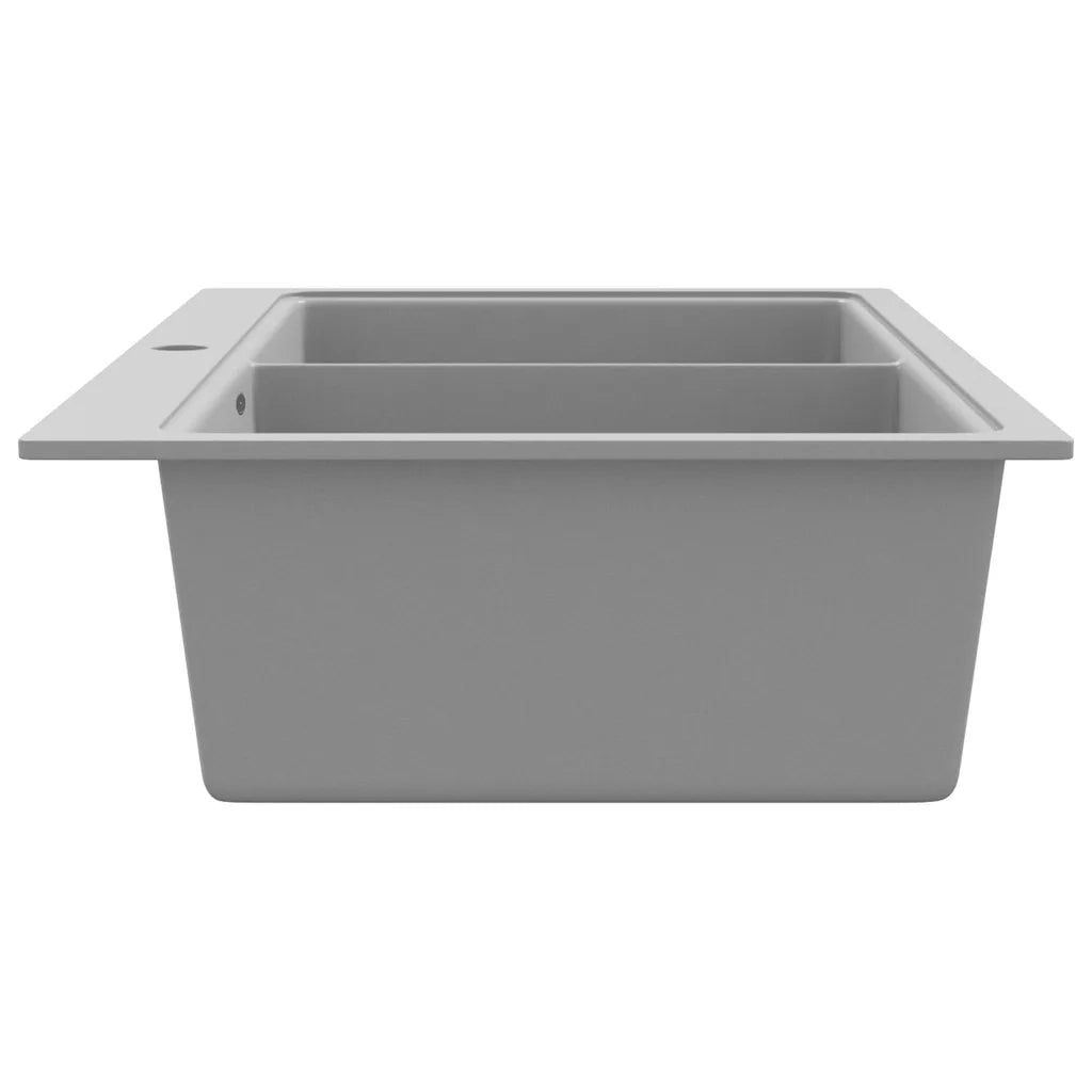 Lavandino cucina granito grigio lavello doppio con montaggio sopra 141676