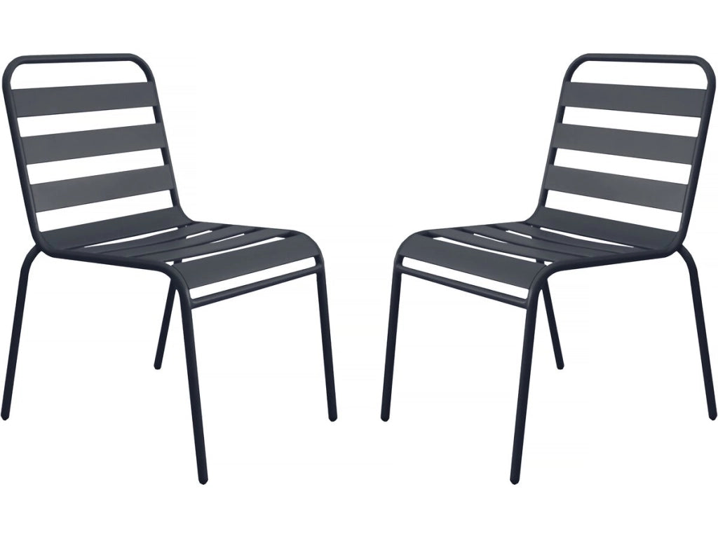 Set di 2 sedie da giardino impilabili in metallo "Bilbao" - Grigio