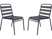 Set di 2 sedie da giardino impilabili in metallo "Bilbao" - Grigio
