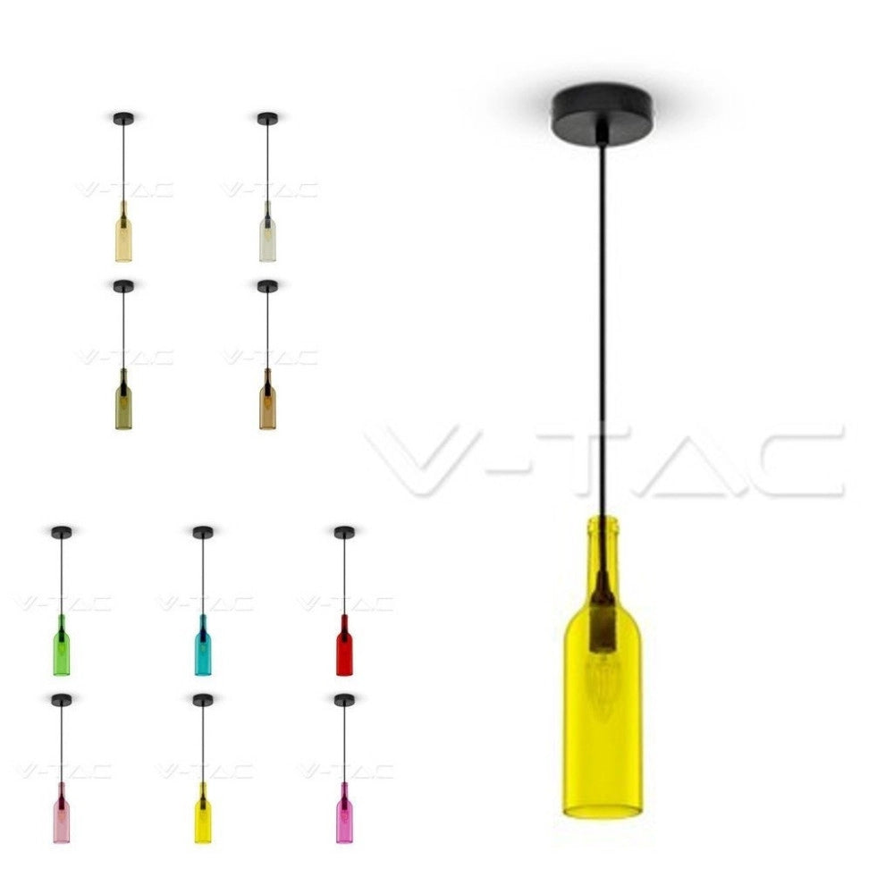 Trade Shop - Illuminazione V-tac Led Lampadario Portalampada Bottiglia Pendente E14 Colorato - Rosso